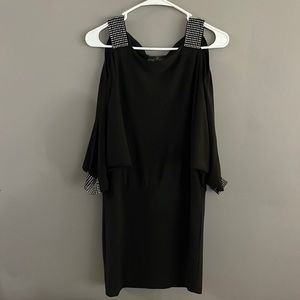 Betsy & Adam Black Embellished Cold Shoulder Dress 14W